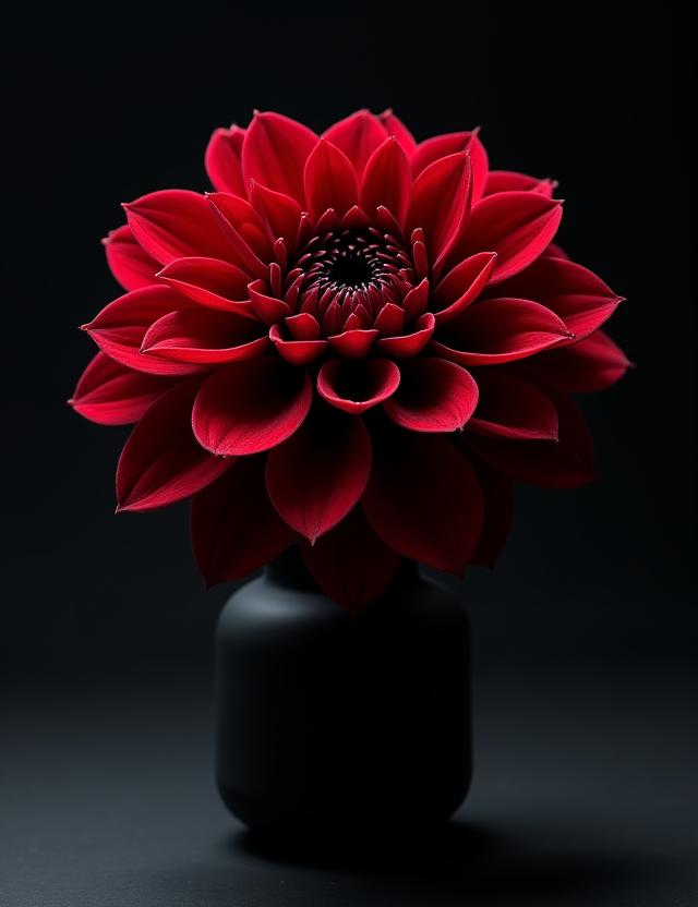 ブラックホールを思わせる深紅の大輪ダリア